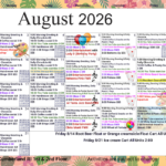 August 2026 Activities Calendar 1st and 2nd Floor